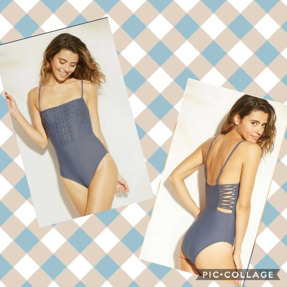 NWT Xhilaration Gray One Piece Swimsuit